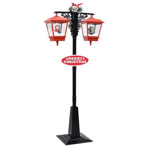 vidaXL Lampadaire de No&euml;l avec P&egrave;re No&euml;l Noir et rouge 81x40x188cm PVC