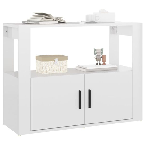 vidaXL Buffet Blanc brillant 80x30x60 cm Bois d'ing&eacute;nierie