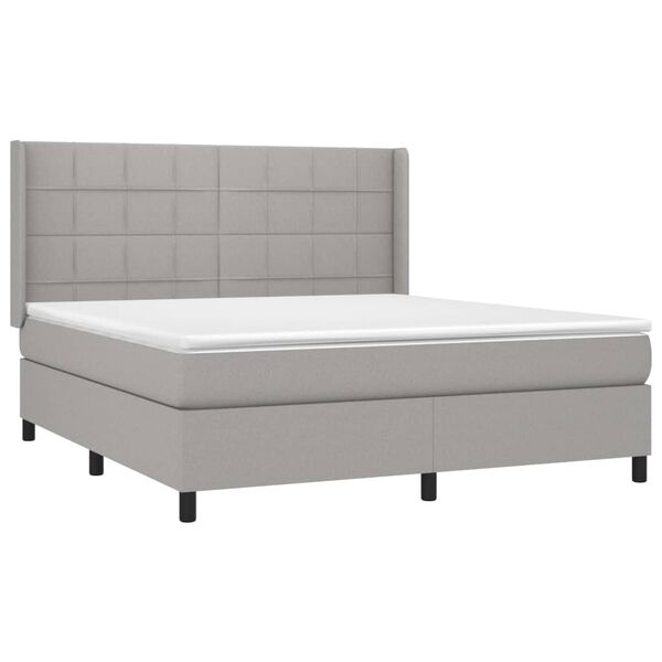 vidaXL Sommier &agrave; lattes de lit matelas LED Gris clair 160x200 cm Tissu