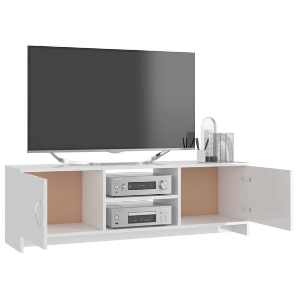 vidaXL Meuble TV Blanc brillant 120x30x37,5 cm Bois d'ingénierie