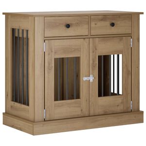 vidaXL Meuble de cage pour chien Ch&ecirc;ne artisanal 90 x 47,5 x 80 cm