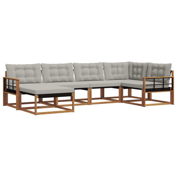 vidaXL Ensemble de canap&eacute;s d'ext&eacute;rieur 6 pcs Gris Naturel et Clair