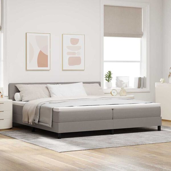 vidaXL Lit &agrave; ressorts avec matelas Taupe 200 x 200 cm tissu