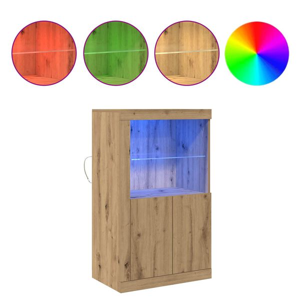 vidaXL Buffet LED Ch&ecirc;ne artisanal 60,5 x 37 x 100 cm Bois d'ing&eacute;nierie
