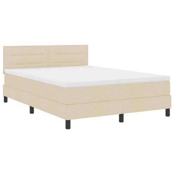 vidaXL Lit &agrave; ressorts avec matelas avec LED Cr&egrave;me 140 x 190 cm tissu