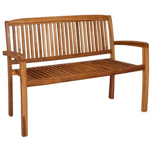 vidaXL Banc 2 places empilable de jardin 120 cm Bois de teck solide