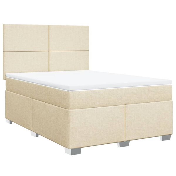 vidaXL Sommier &agrave; lattes de lit avec matelas Cr&egrave;me 160x200 cm Tissu
