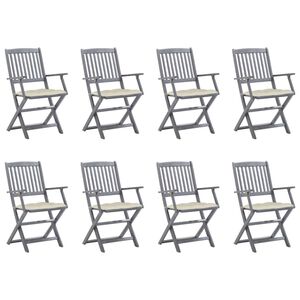 vidaXL Chaises pliables d'ext&eacute;rieur lot de 8 et coussins Bois d'acacia
