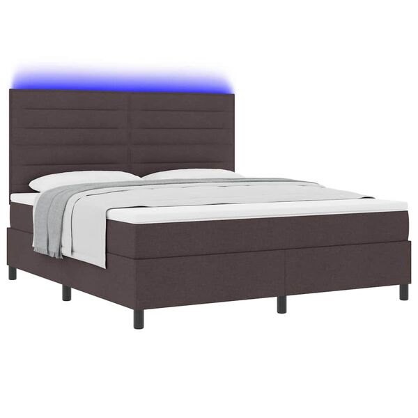 vidaXL Lit &agrave; ressorts avec matelas Marron fonc&eacute; 180 x 200 cm tissu