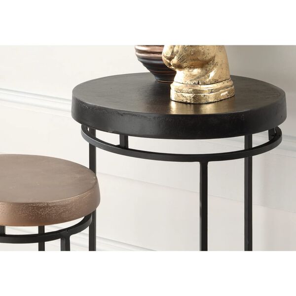 Rousseau Ensemble tables d'appoint 2 pcs Cameo M&eacute;tal Noir et dor&eacute;