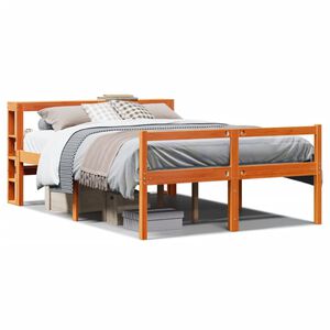 vidaXL Cadre de lit et t&ecirc;te de lit sans matelas cire marron 140x190 cm