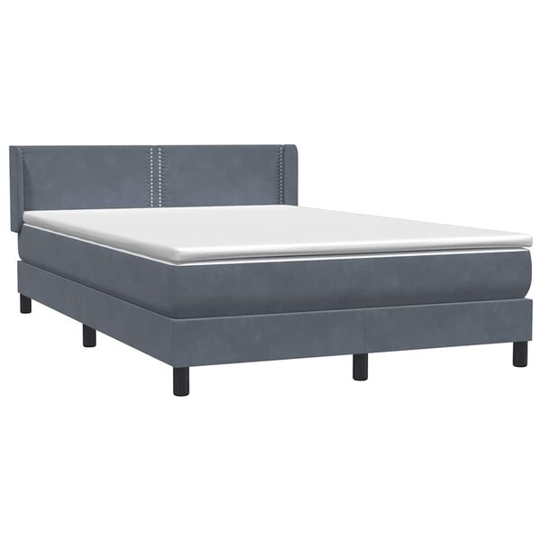 vidaXL Sommier &agrave; lattes de lit et matelas gris fonc&eacute; 140x210cm velours