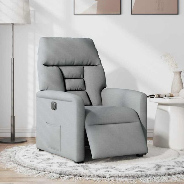 vidaXL Fauteuil inclinable &eacute;lectrique Gris clair Tissu