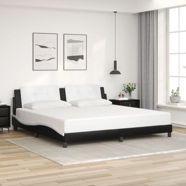 vidaXL Cadre de lit avec LED sans matelas Zadar noir et blanc 200x200 cm