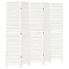 vidaXL Cloison de s&eacute;paration 5 panneaux blanc bois de paulownia massif
