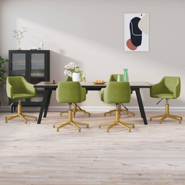 vidaXL Chaises pivotantes &agrave; manger lot de 6 Vert clair Velours