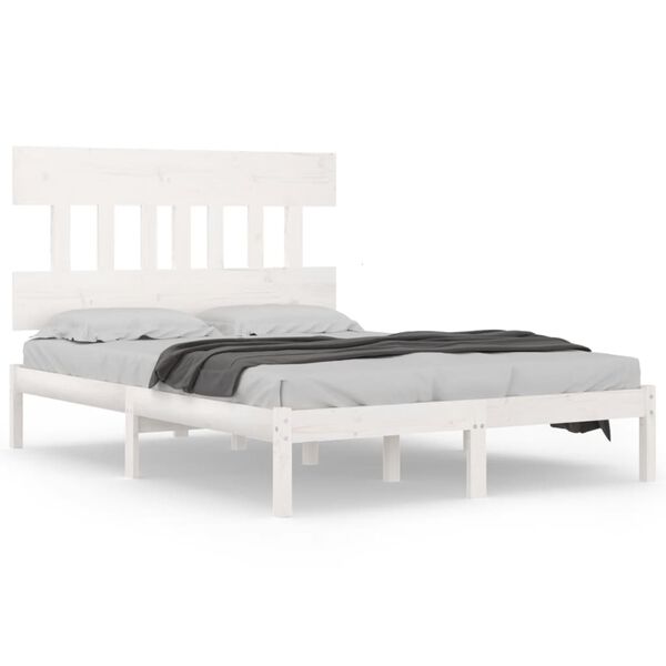 vidaXL Cadre de lit sans matelas blanc 160x200 cm bois massif