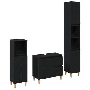 vidaXL Ensemble de mobilier de salle de bain 3 pc Ch&ecirc;ne noir