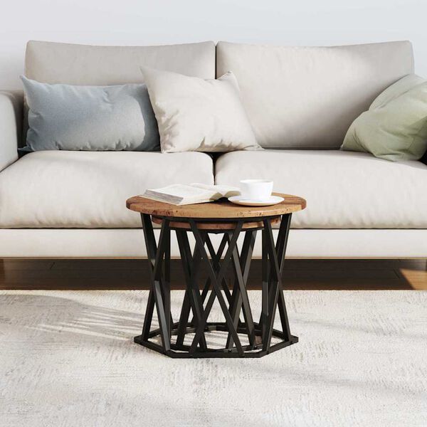 vidaXL Table d'appoint 2 pcs bois recyclé Bois d'ingénierie et acier