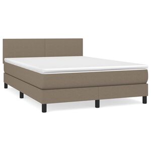 vidaXL Sommier &agrave; lattes de lit avec matelas Taupe 140x200 cm Tissu