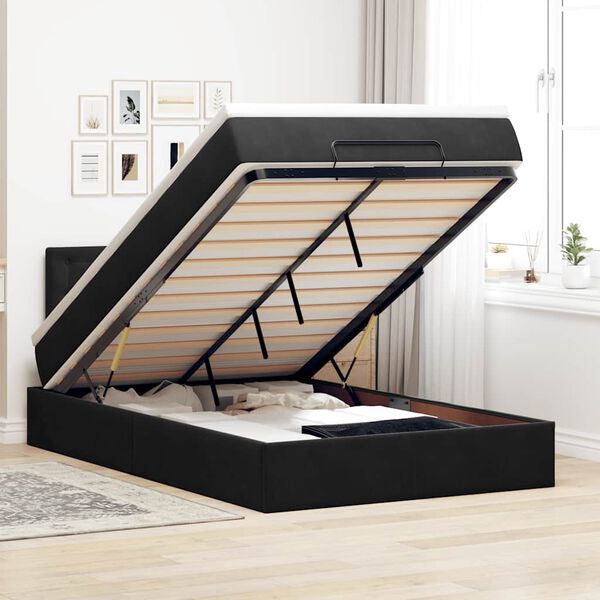 vidaXL Lit ottoman avec matelas et LED noir 120x190 cm velours