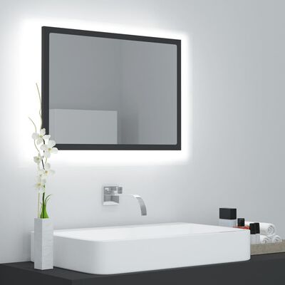 vidaXL Miroir à LED de salle de bain Gris 60x8,5x37 cm Acrylique