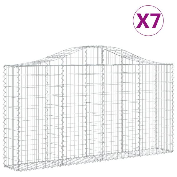 vidaXL Paniers &agrave; gabions arqu&eacute;s 7 pcs 200x30x100/120 cm Fer galvanis&eacute;