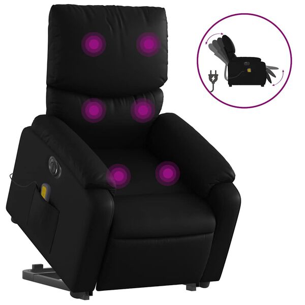 vidaXL Fauteuil inclinable de massage &eacute;lectrique noir similicuir