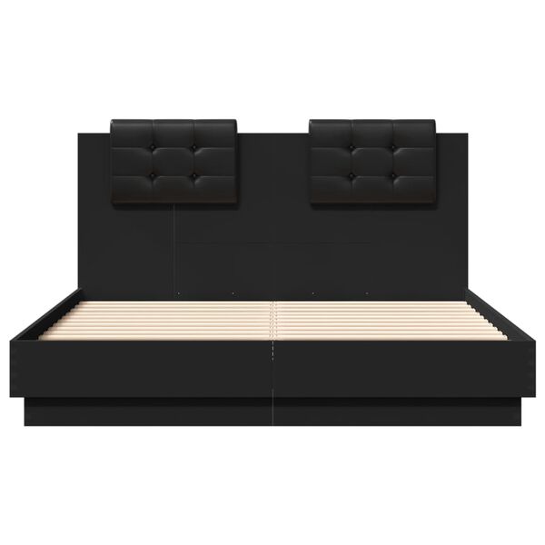 vidaXL Cadre de lit sans matelas noir 135x190 cm