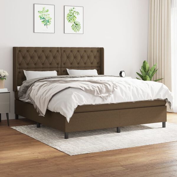 vidaXL Sommier &agrave; lattes de lit avec matelas Marron fonc&eacute; 160x200 cm