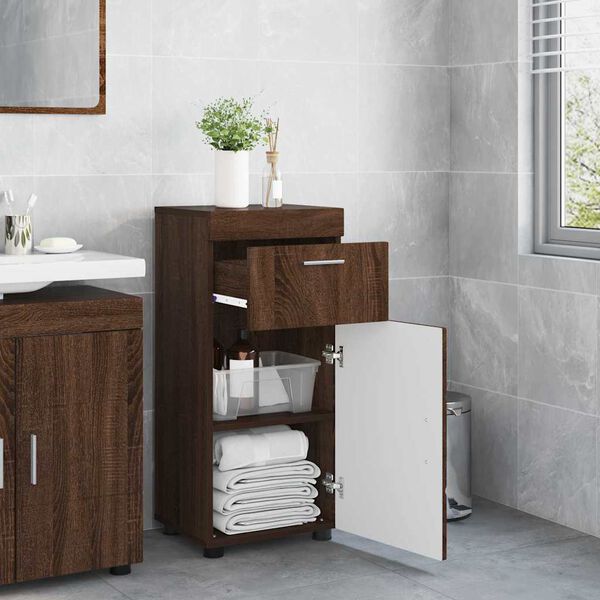 vidaXL Ensemble d'armoire de salle de bain TULUM Ch&ecirc;ne brun