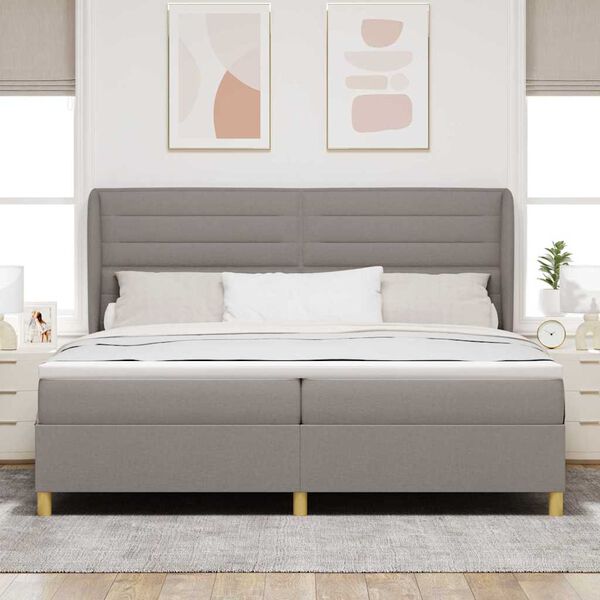 vidaXL Lit &agrave; ressorts avec matelas gris fonc&eacute; 90x190 cm Taupe tissu