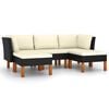vidaXL Salon de jardin 5 pcs avec coussins R&eacute;sine tress&eacute;e Noir