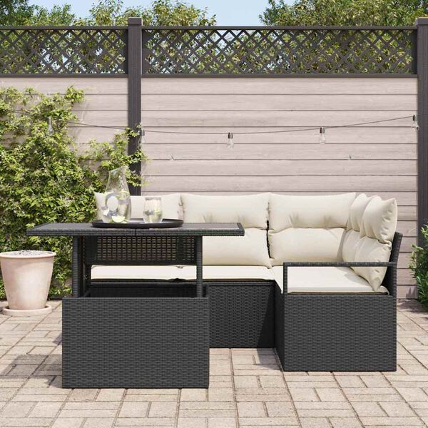 vidaXL Ensemble de canapé de jardin 5 pcs Noir Poly rotin