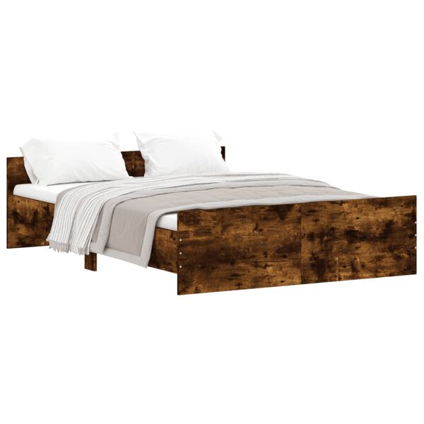 vidaXL Cadre de lit sans matelas ch&ecirc;ne fum&eacute; 140x190 cm