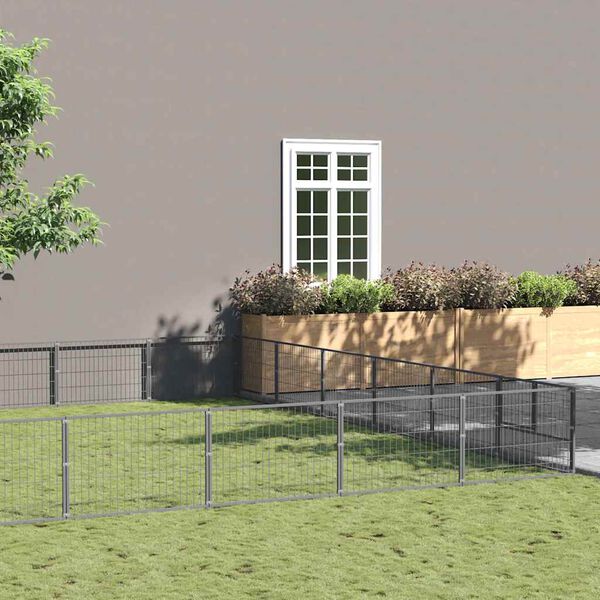 vidaXL Chenil Argent&eacute; 42 m&sup2; Acier