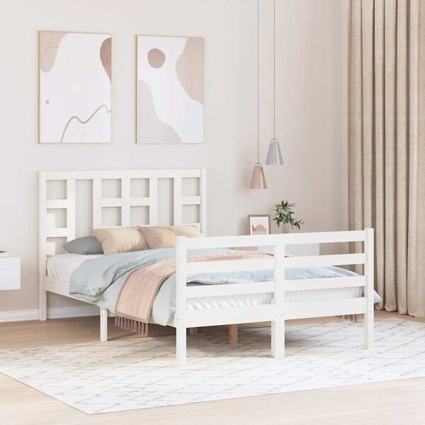 vidaXL Cadre de lit sans matelas blanc 120x200 cm bois massif