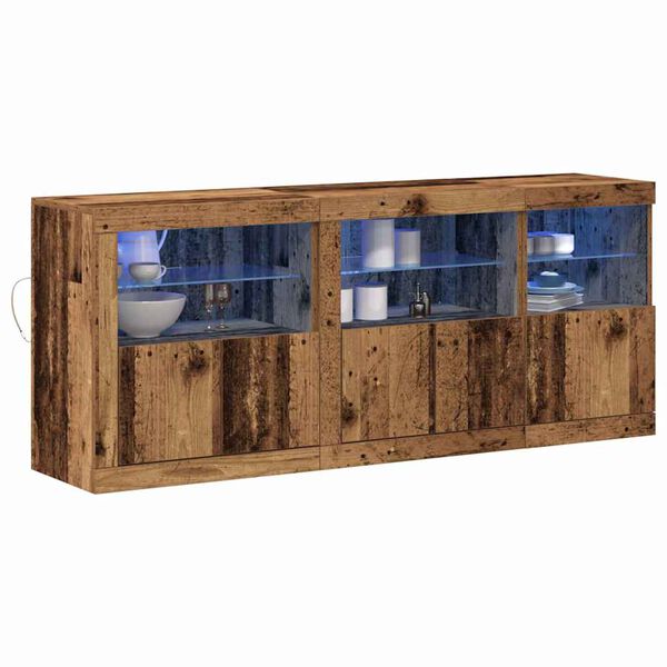vidaXL Buffet LED Bois ancien 162 x 37 x 67 cm Bois d'ing&eacute;nierie