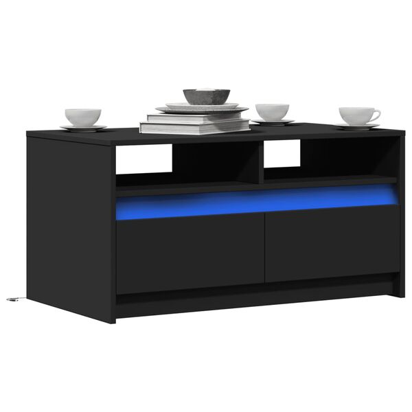 vidaXL Table basse avec lumières LED noir bois d'ingénierie