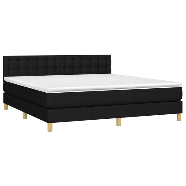 vidaXL Sommier &agrave; lattes de lit avec matelas Noir 180x200 cm Tissu