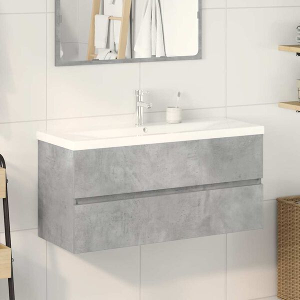 vidaXL Ensemble de meubles de salle de bain 2 pcs gris b&eacute;ton