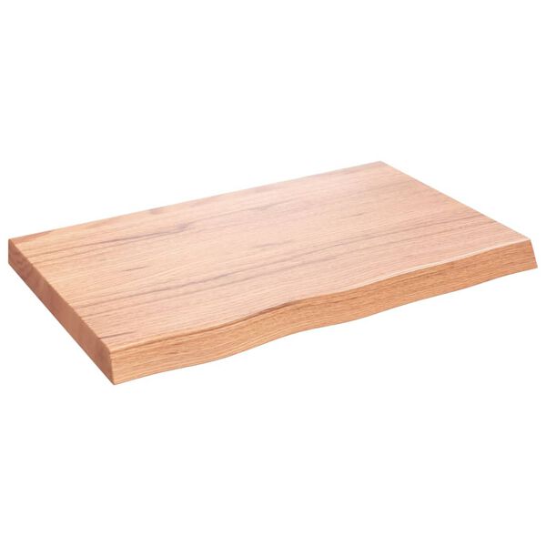 vidaXL Dessus de table marron clair bois ch&ecirc;ne massif trait&eacute;