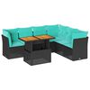 vidaXL Salon de jardin 7 pcs avec coussins noir r&eacute;sine tress&eacute;e