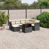 vidaXL Salon de jardin 8 pcs avec coussins noir r&eacute;sine tress&eacute;e