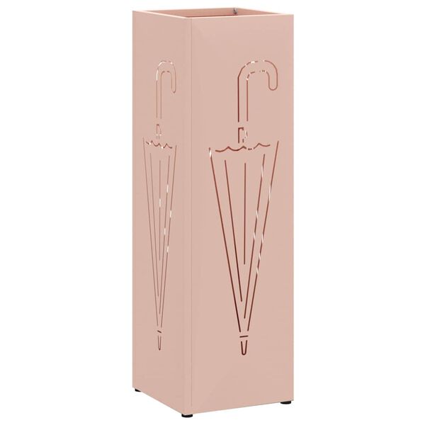 vidaXL Porte-parapluie avec stockage Rose 15,5 x 15,5 x 49 cm M&eacute;tal