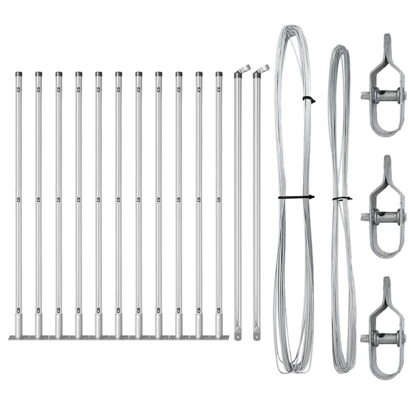 vidaXL Poteau de cl&ocirc;ture. 13 pcs Argent&eacute; Acier