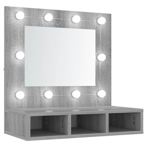 vidaXL Armoire &agrave; miroir avec LED Sonoma gris 60x31,5x62 cm