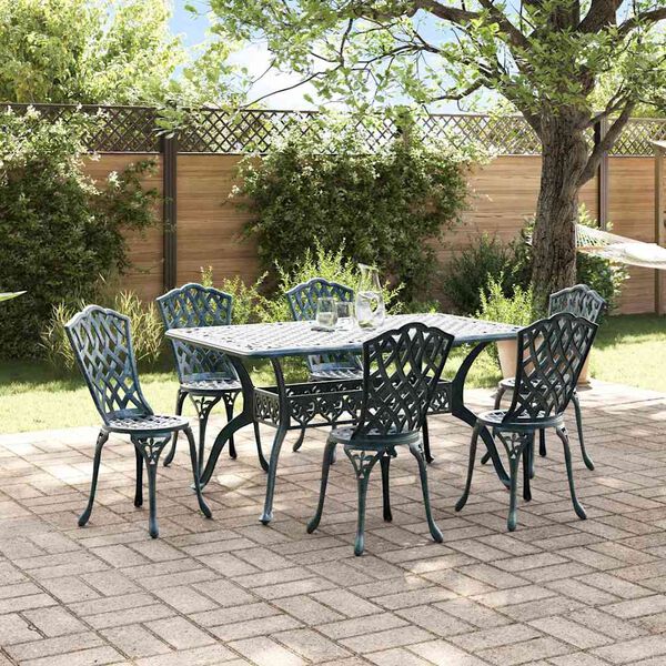 vidaXL Ensemble de salle &agrave; manger pour jardin 7 pcs Vert Aluminium