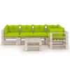 vidaXL Salon palette de jardin 6 pcs avec coussins bois de pin