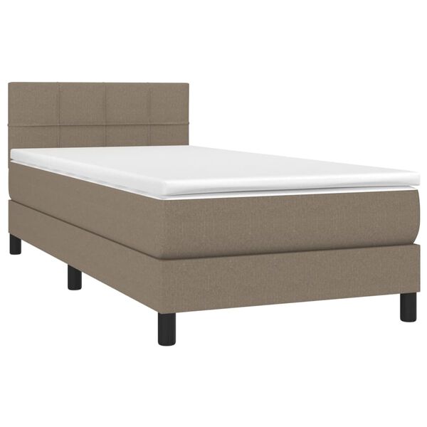 vidaXL Sommier &agrave; lattes de lit avec matelas Taupe 90x200 cm Tissu